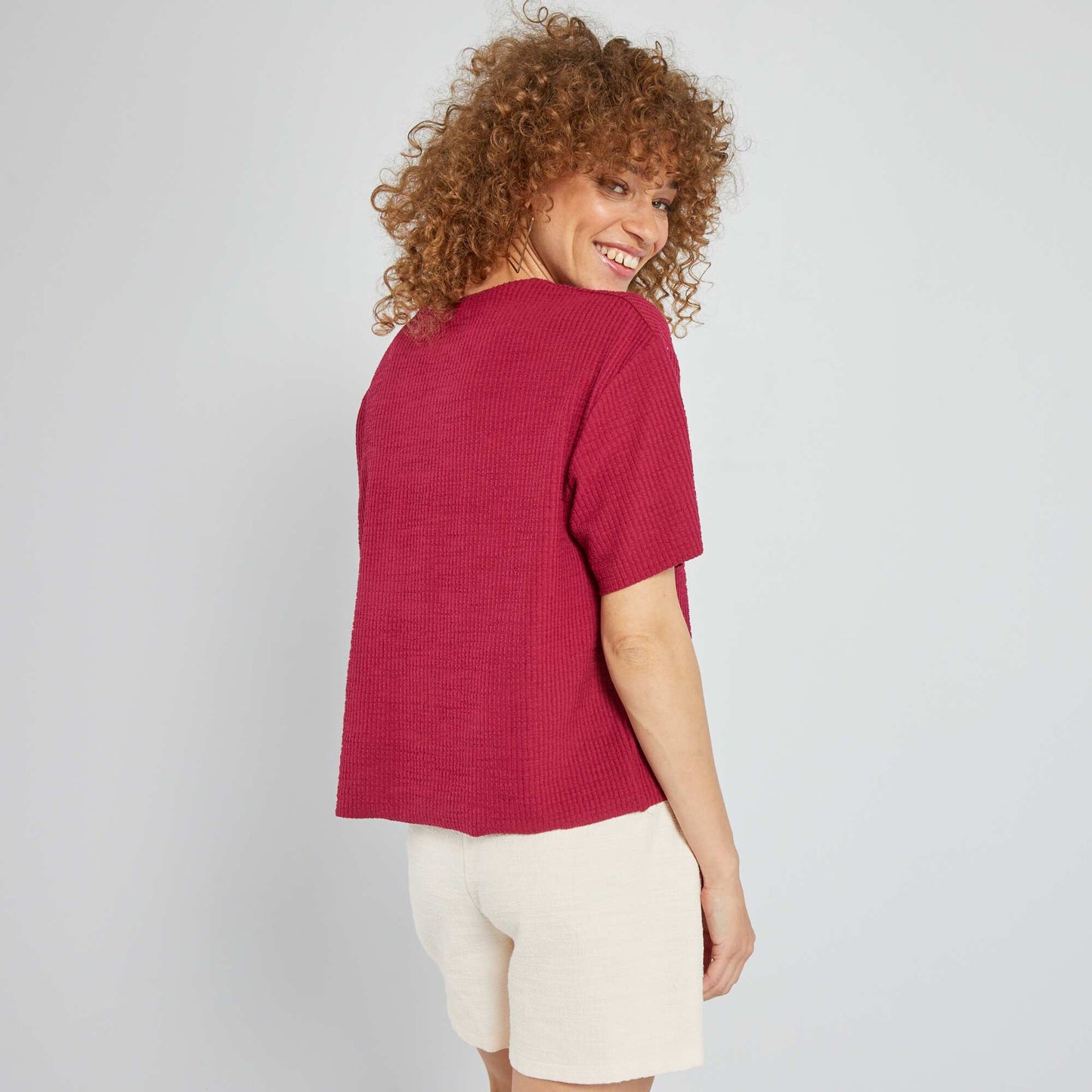 T-shirt manches courtes uni Rouge