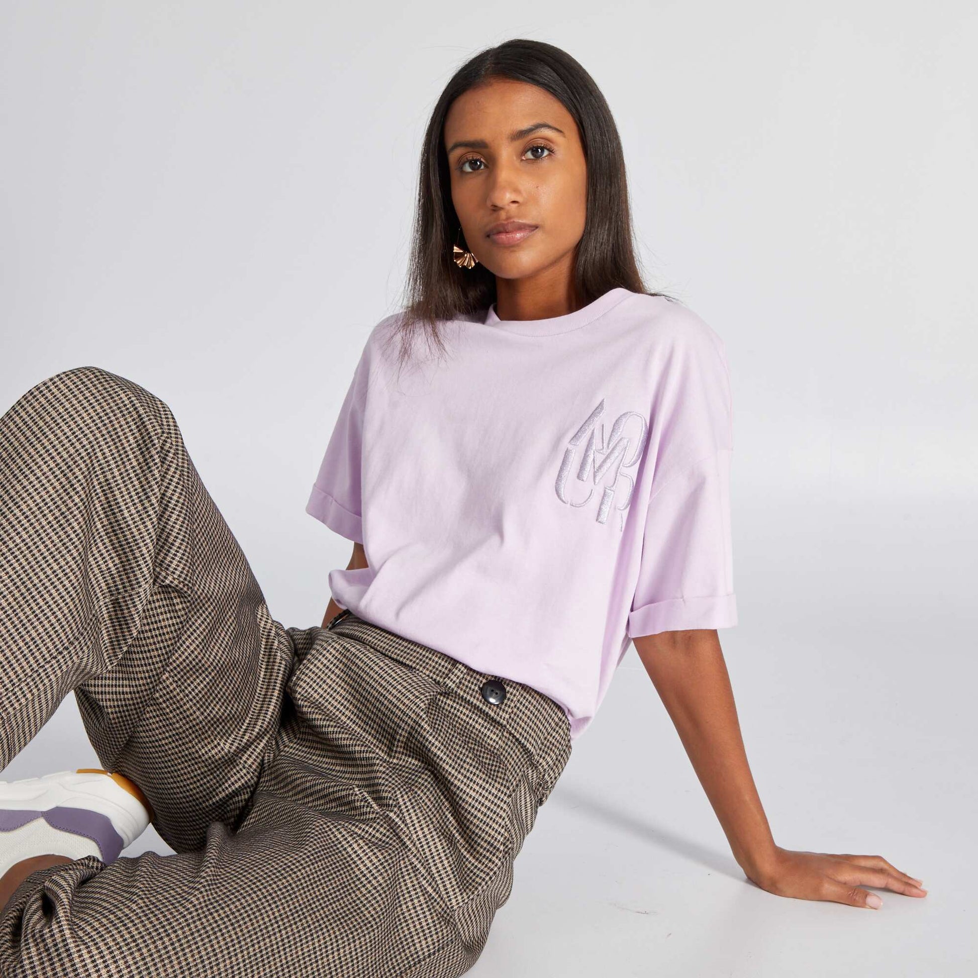 T-shirt en jersey avec broderie Violet