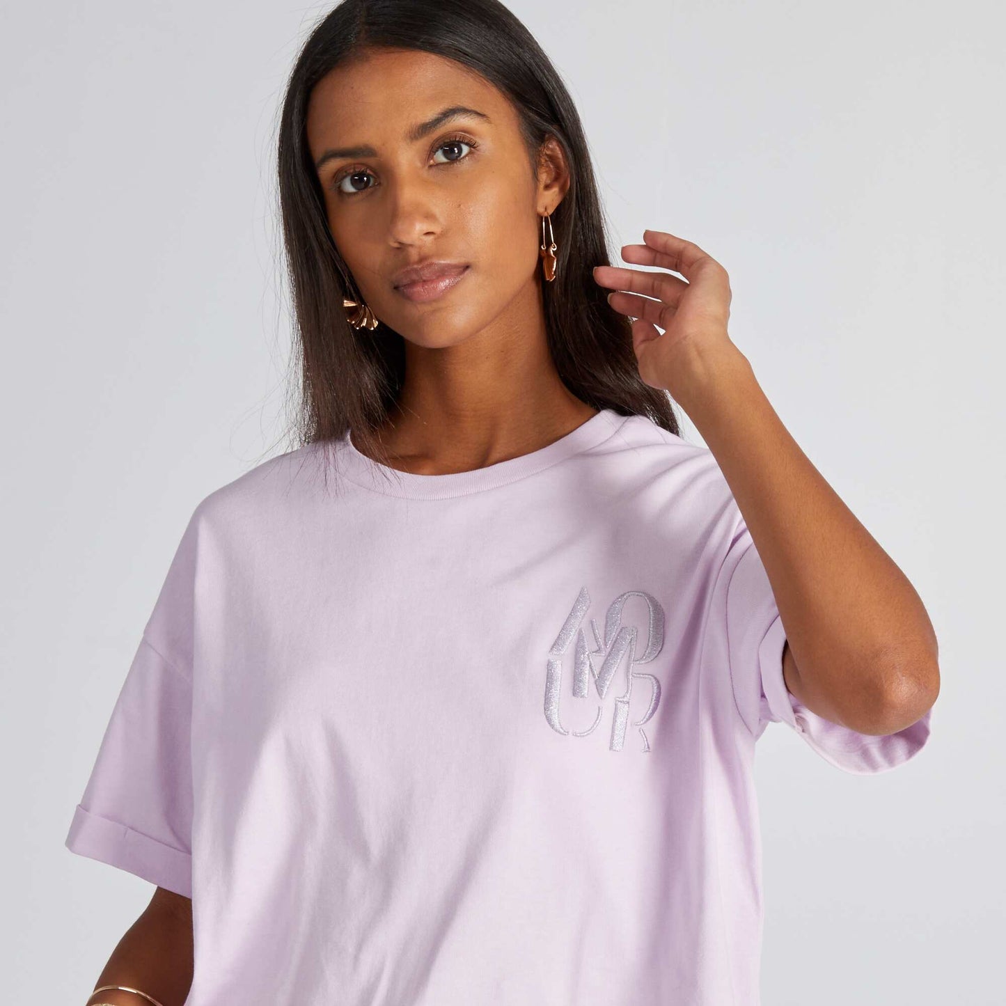 T-shirt en jersey avec broderie Violet