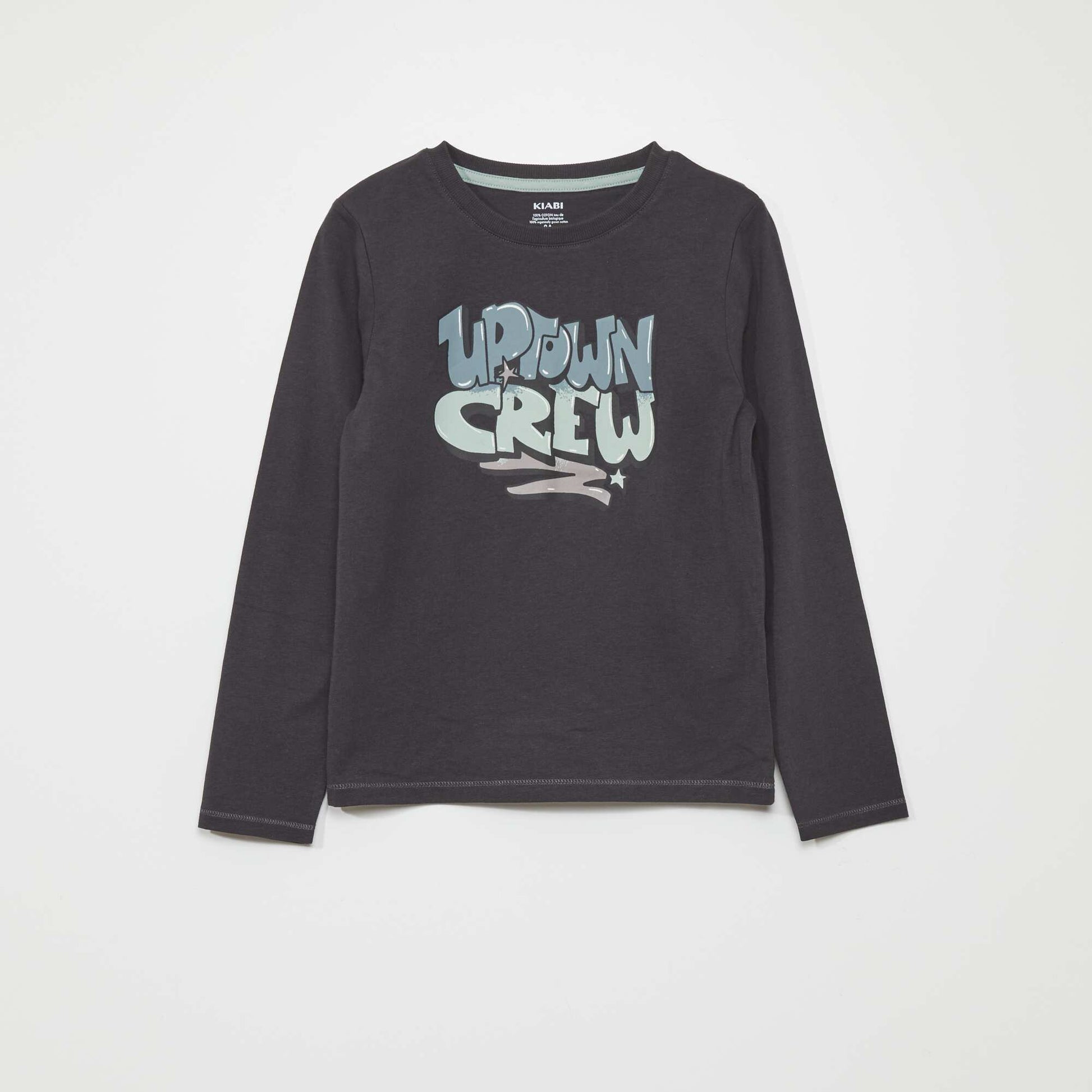 T-shirt en jersey manches longues Gris