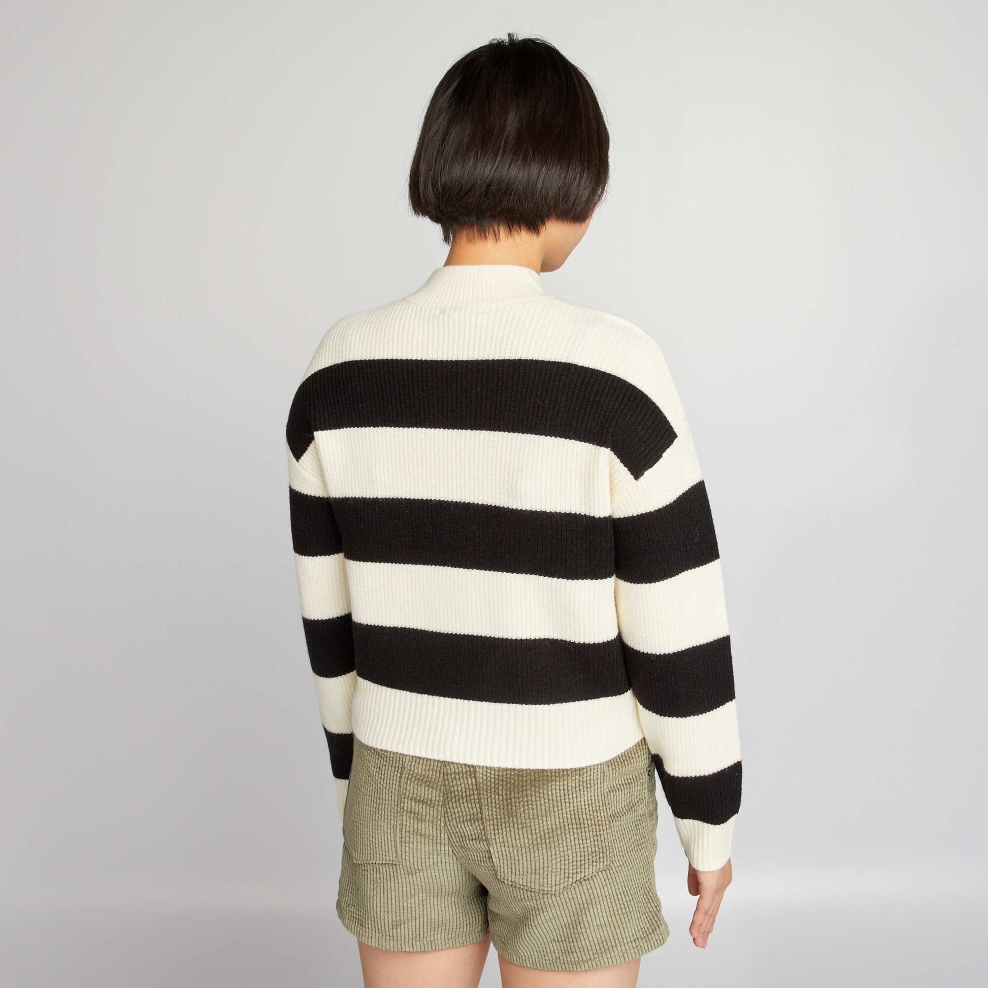 Pull en maille rayures Blanc/noir