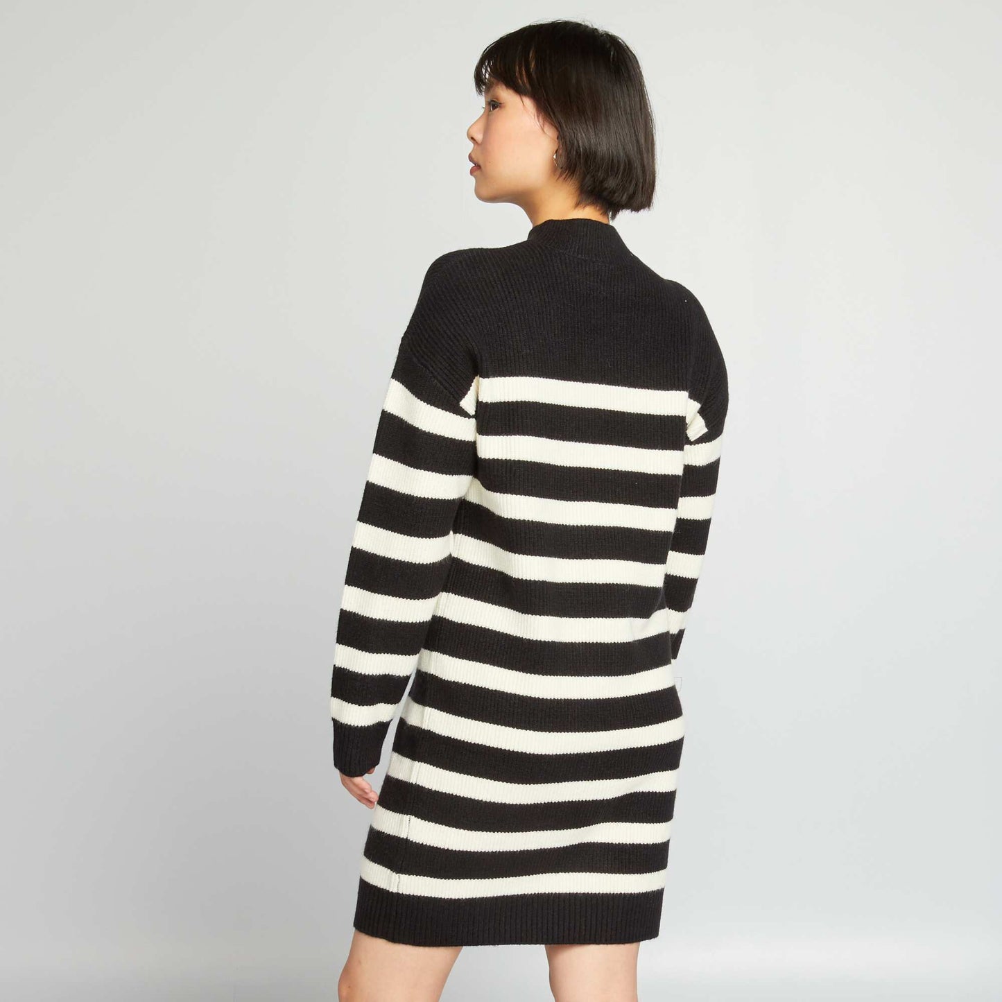 Robe pull 'ray ' en maille Noir/blanc