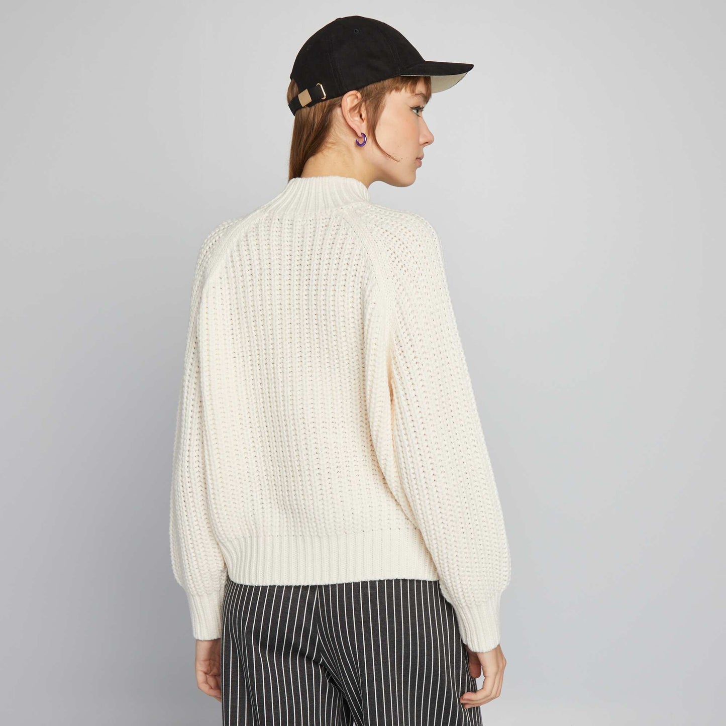 Pull en maille col montant Blanc