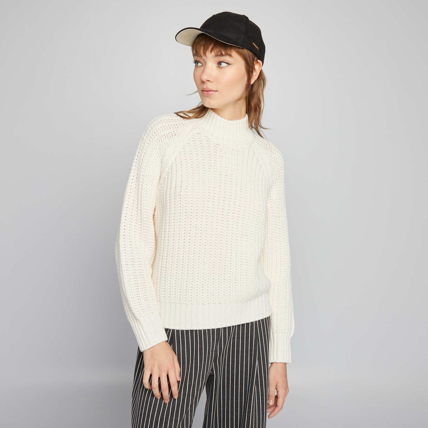 Pull en maille col montant Blanc