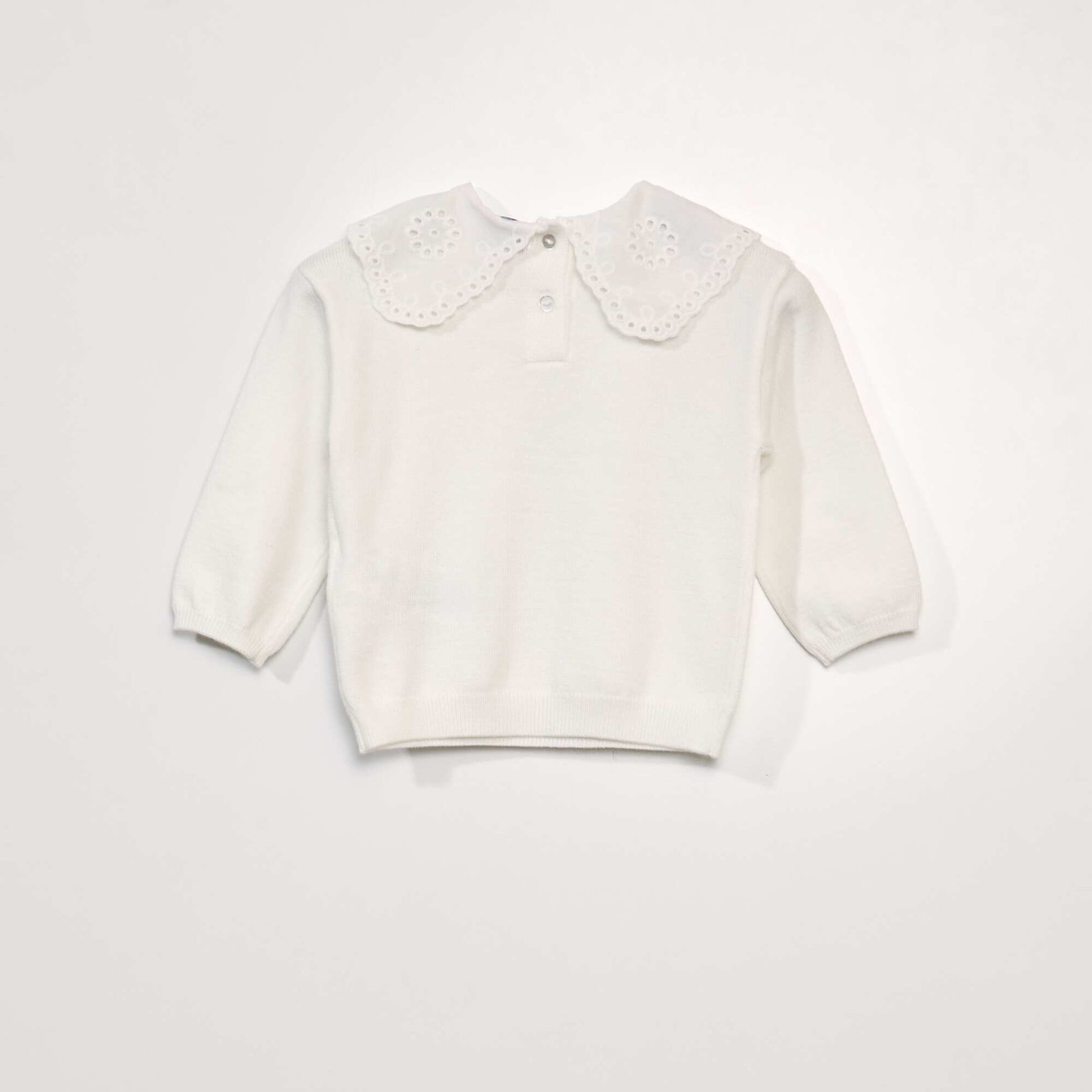 Pull maille douce et col claudine blanc