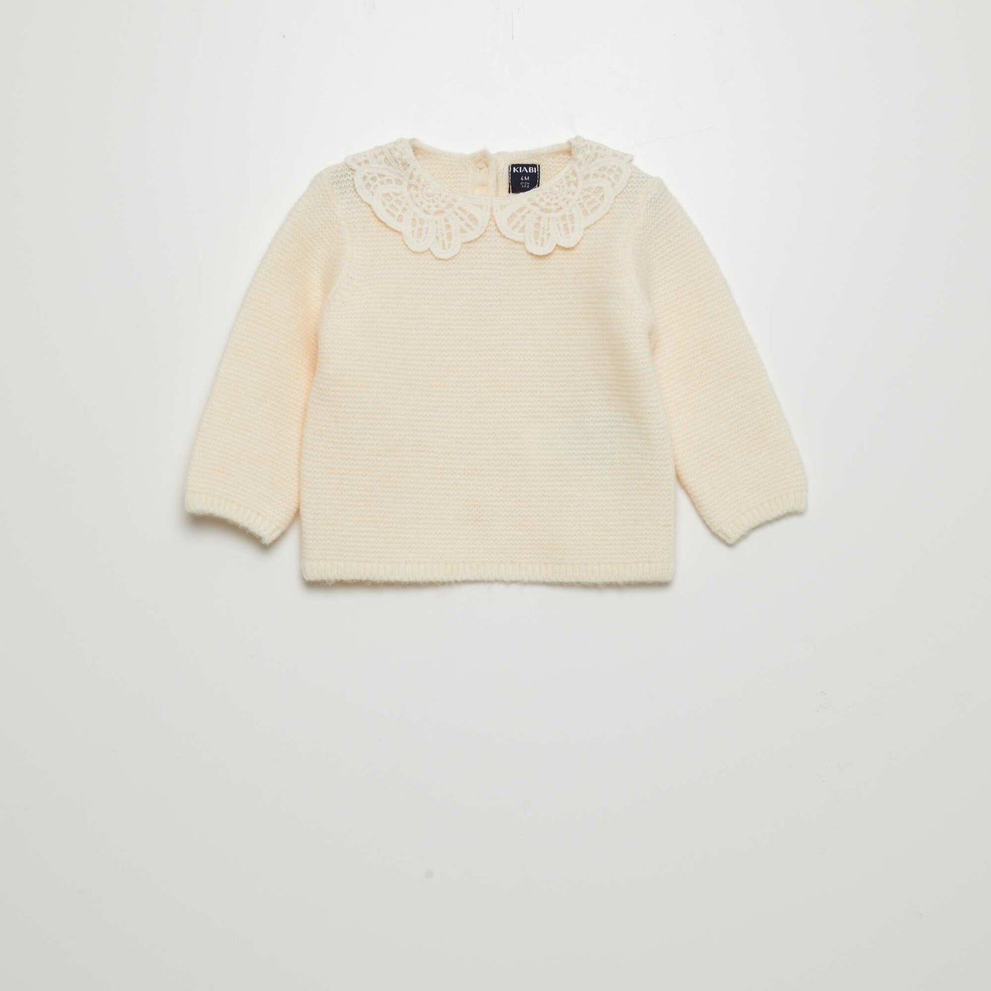 Pull en point mousse avec col fantaisie Blanc