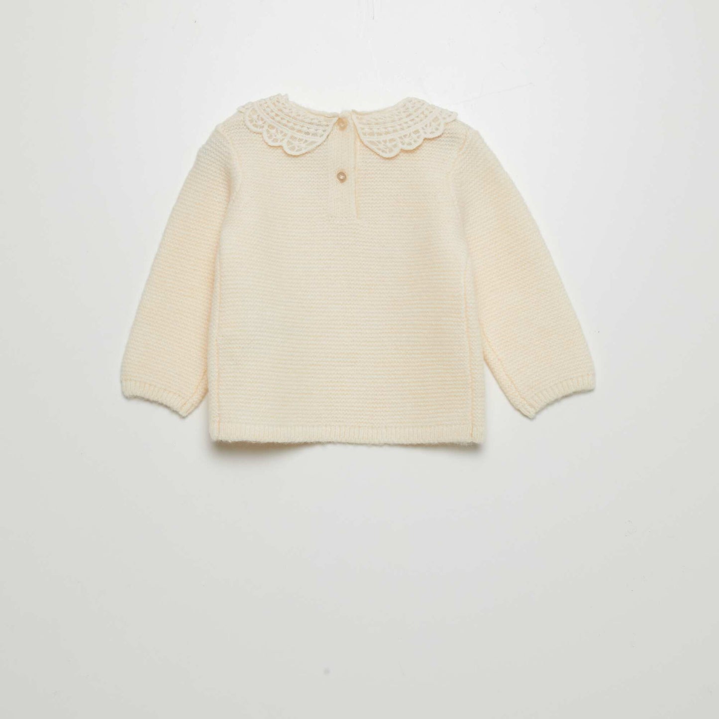 Pull en point mousse avec col fantaisie Blanc