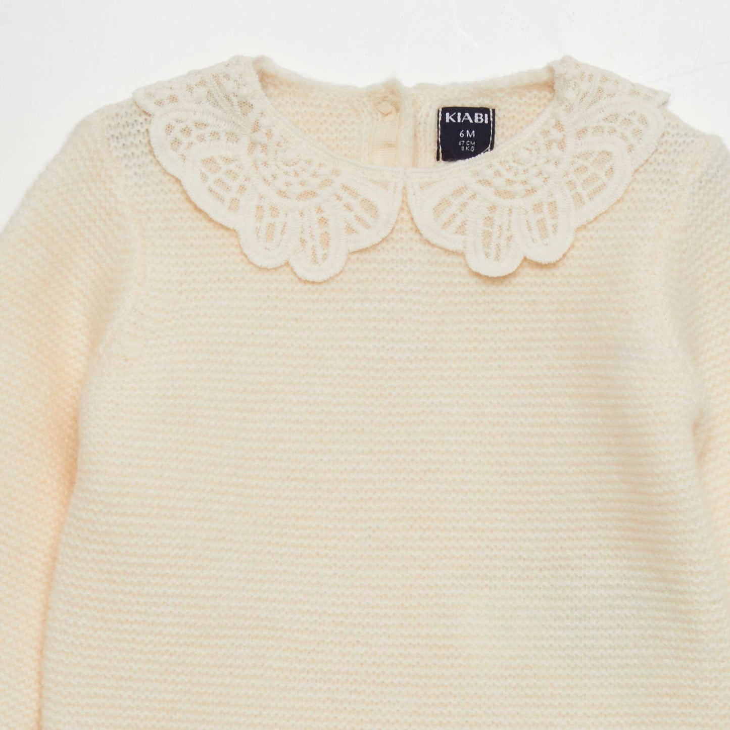 Pull en point mousse avec col fantaisie Blanc