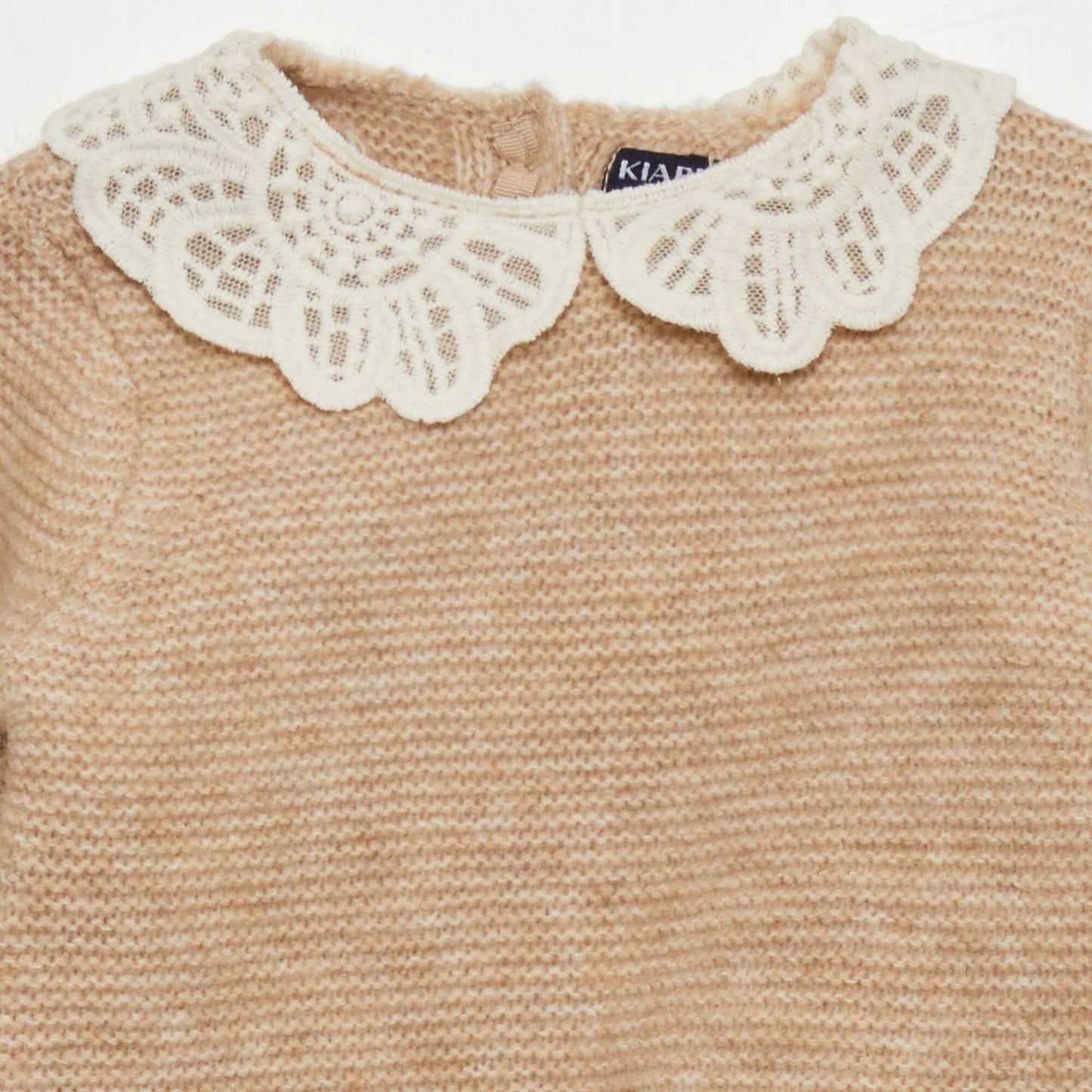 Pull en point mousse avec col fantaisie Beige