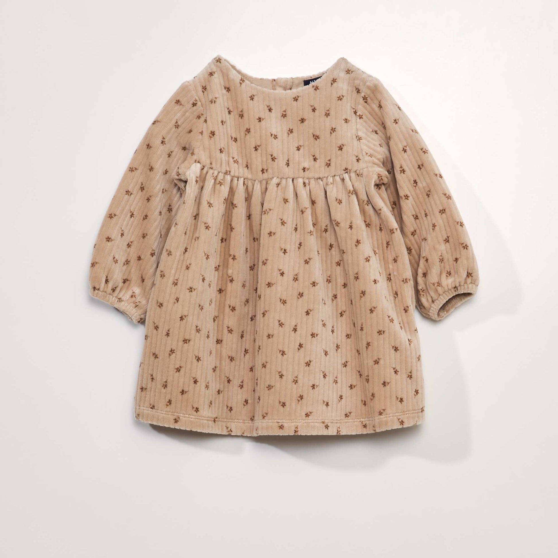 Robe vas e en velours imprim Marron