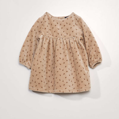 Robe vas e en velours imprim Marron