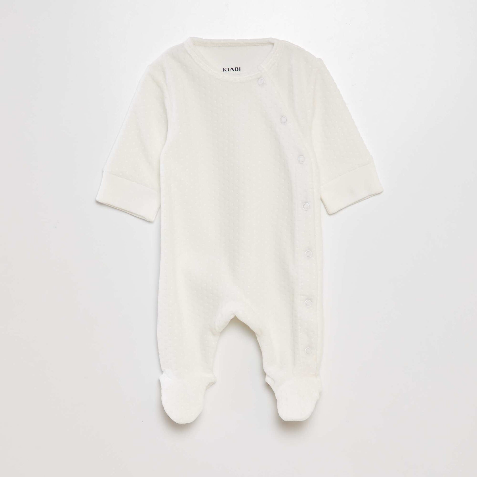 Pyjama en velours avec manches ajustables Blanc
