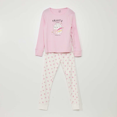 Pyjama long - imprim fraises - 2 pi ces Rose