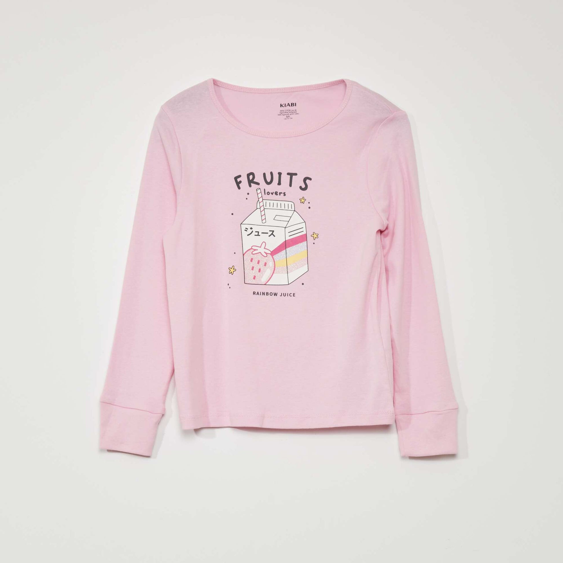 Pyjama long - imprim fraises - 2 pi ces Rose