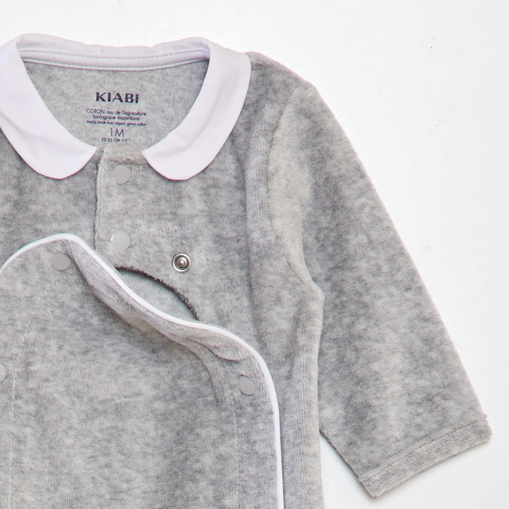 Pyjama en velours col claudine Gris