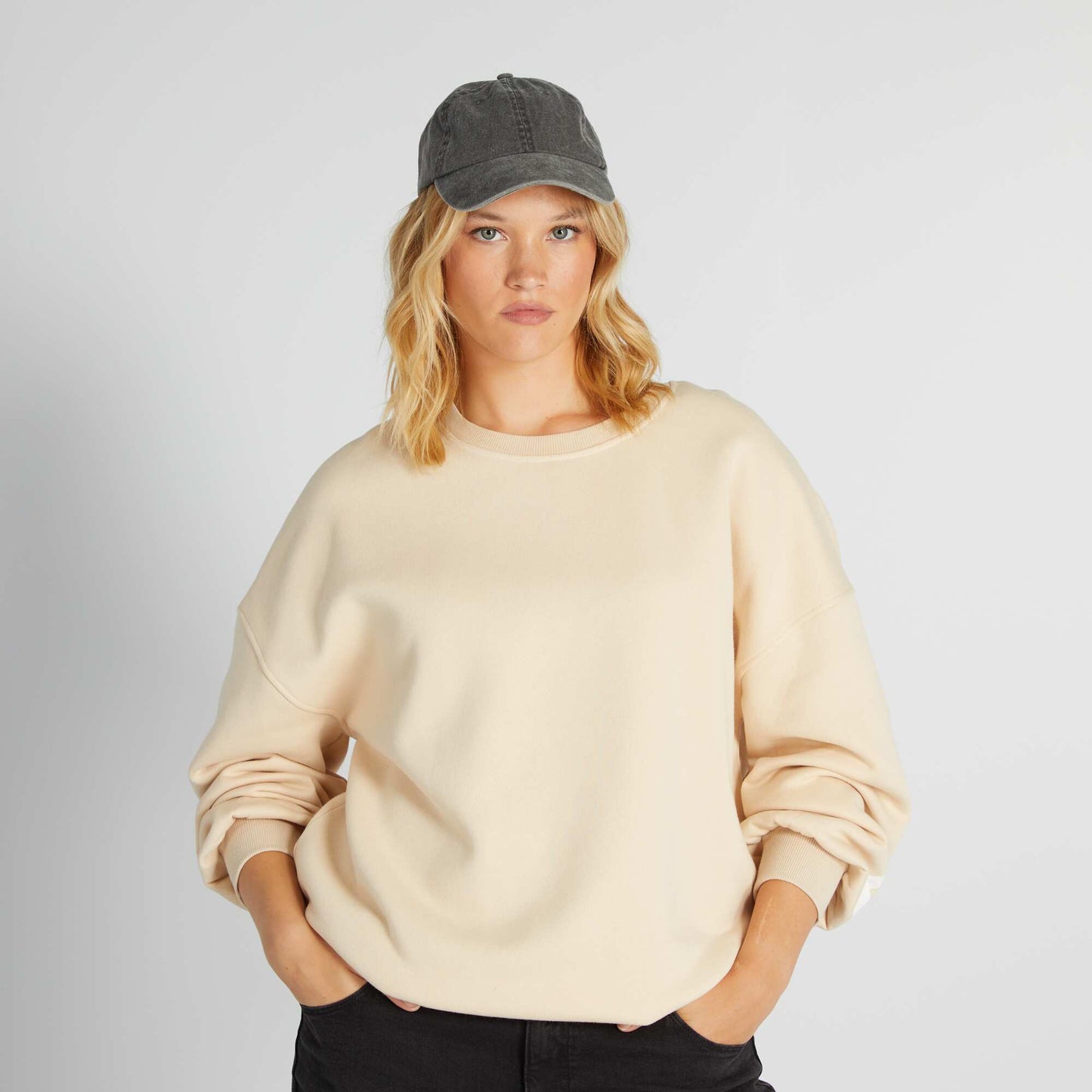 Sweat en molleton avec imprim Beige