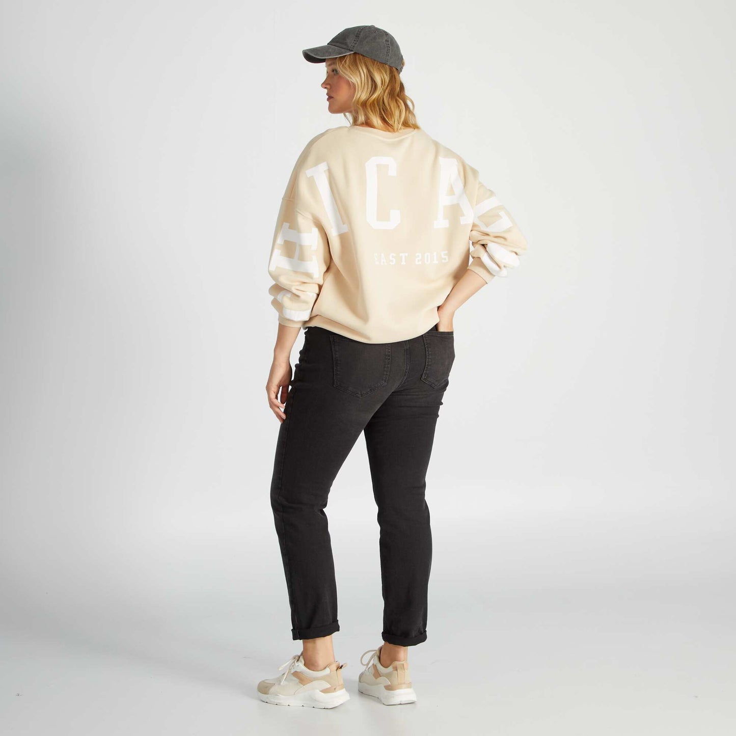 Sweat en molleton avec imprim Beige