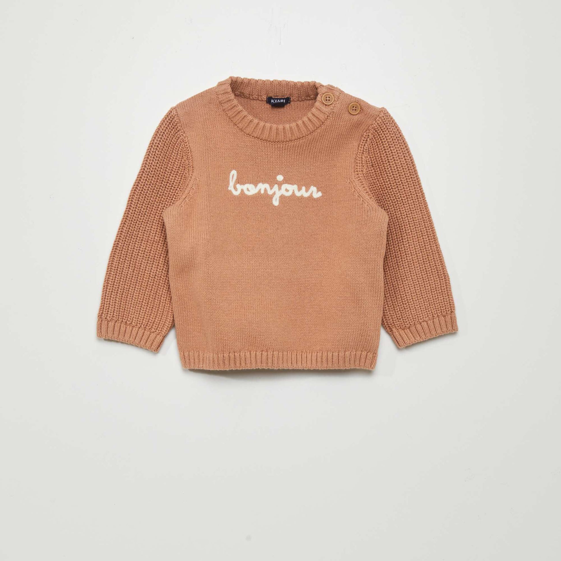 Pull imprim en coton Marron