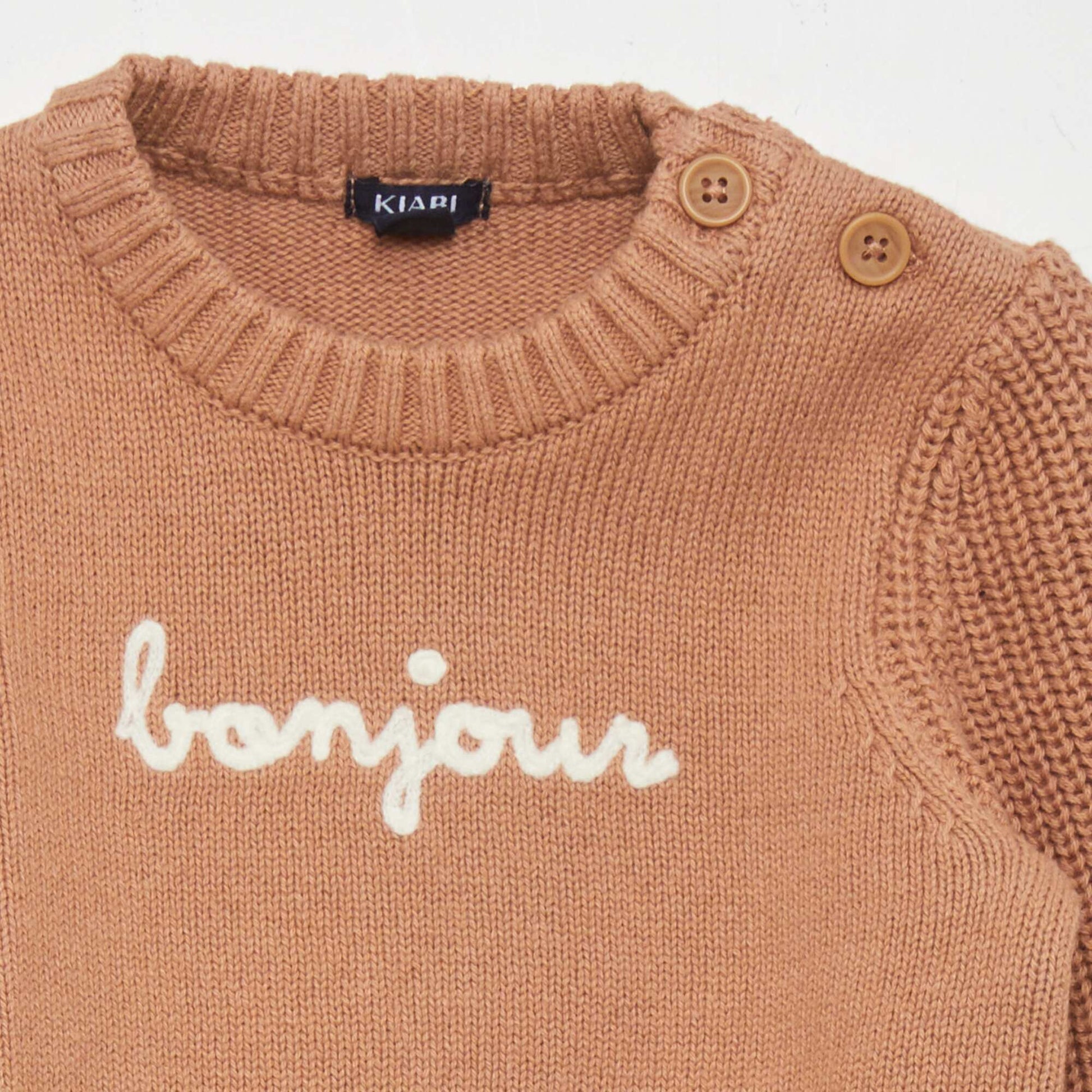 Pull imprim en coton Marron
