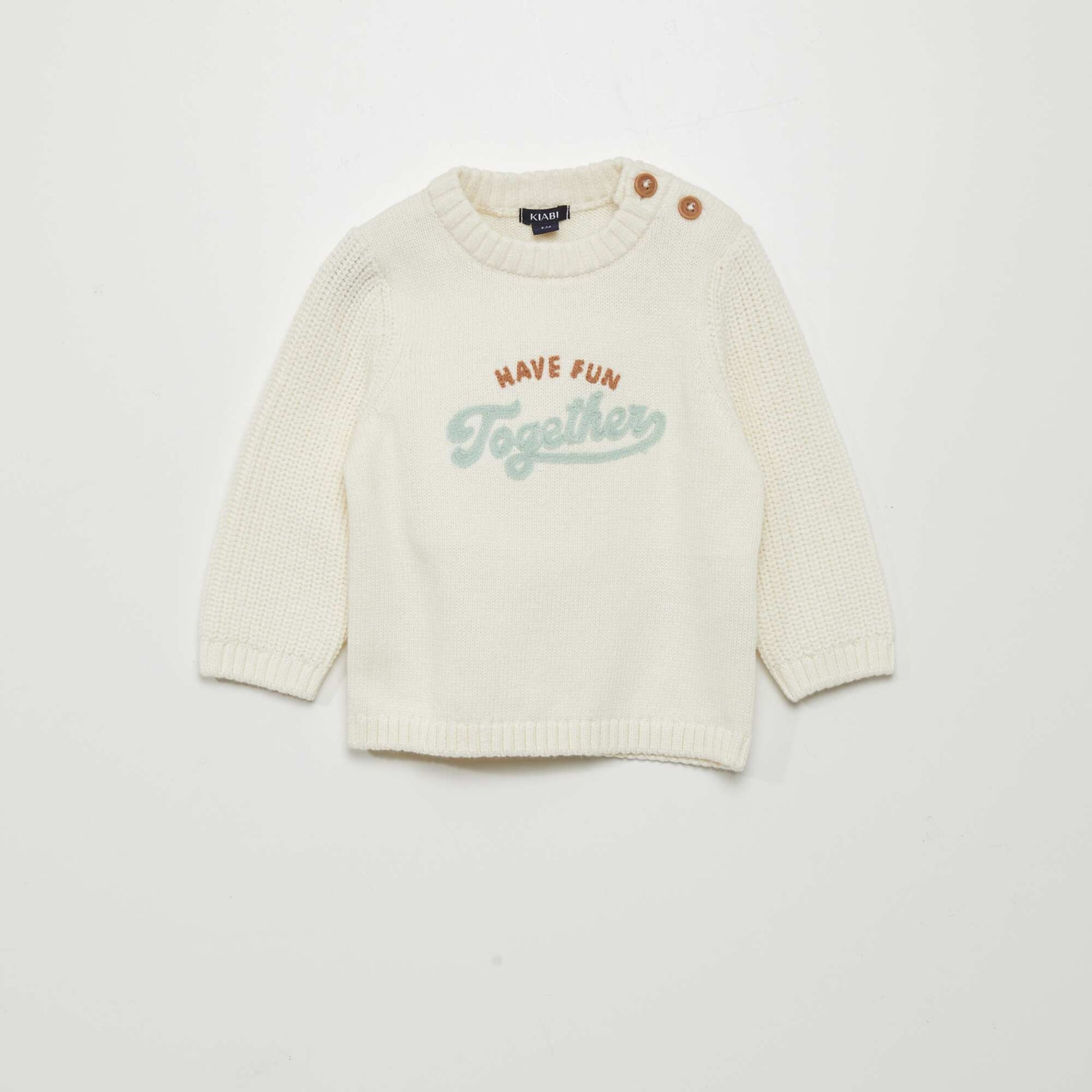 Pull imprim en coton Blanc
