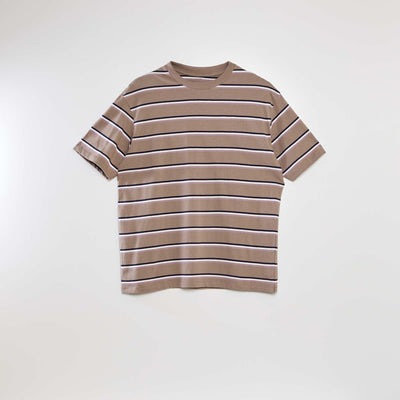 T-shirt large rayures Beige