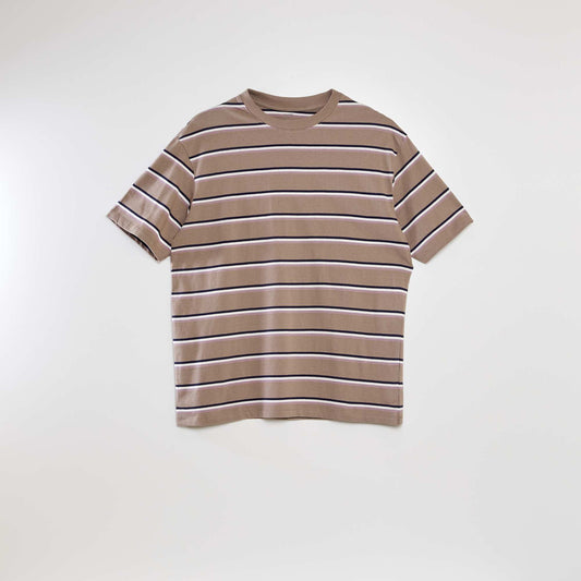 T-shirt large rayures Beige