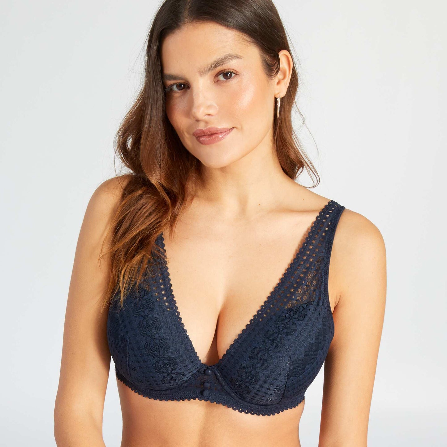 Soutien-gorge ampliforme en dentelle D&E bleu marine