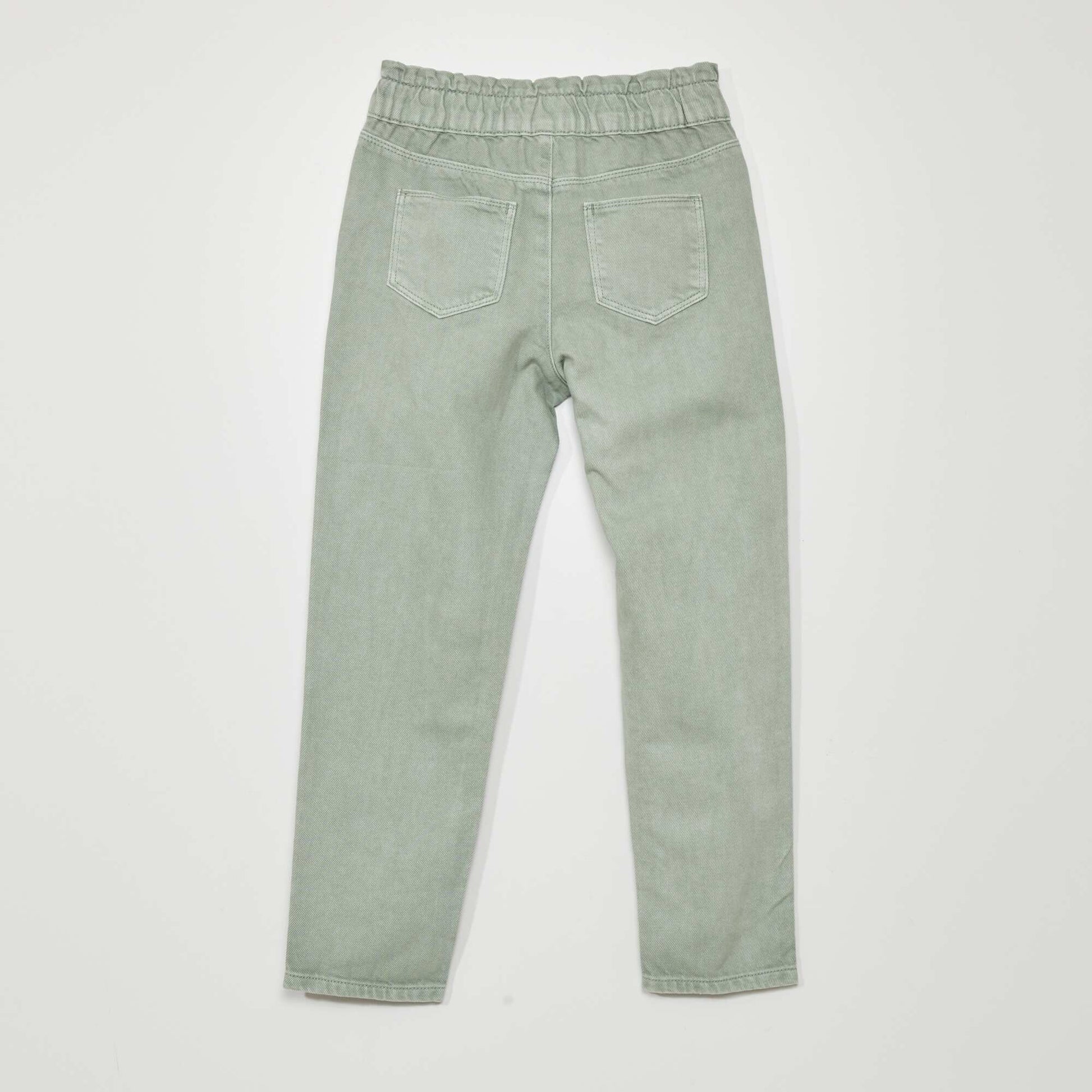 Jean paper bag taille haute Vert