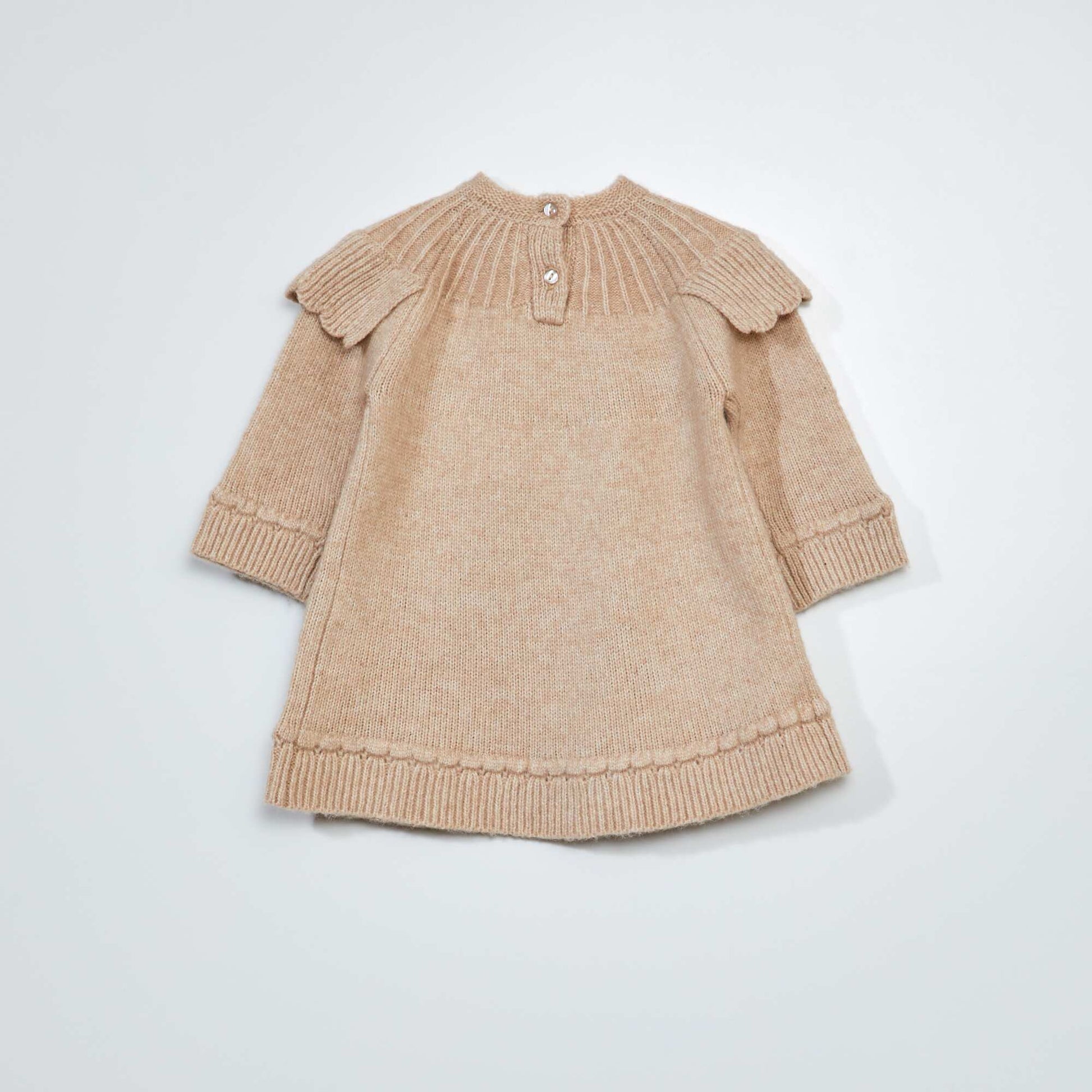 Robe en maille tricot avec col fantaisie Beige