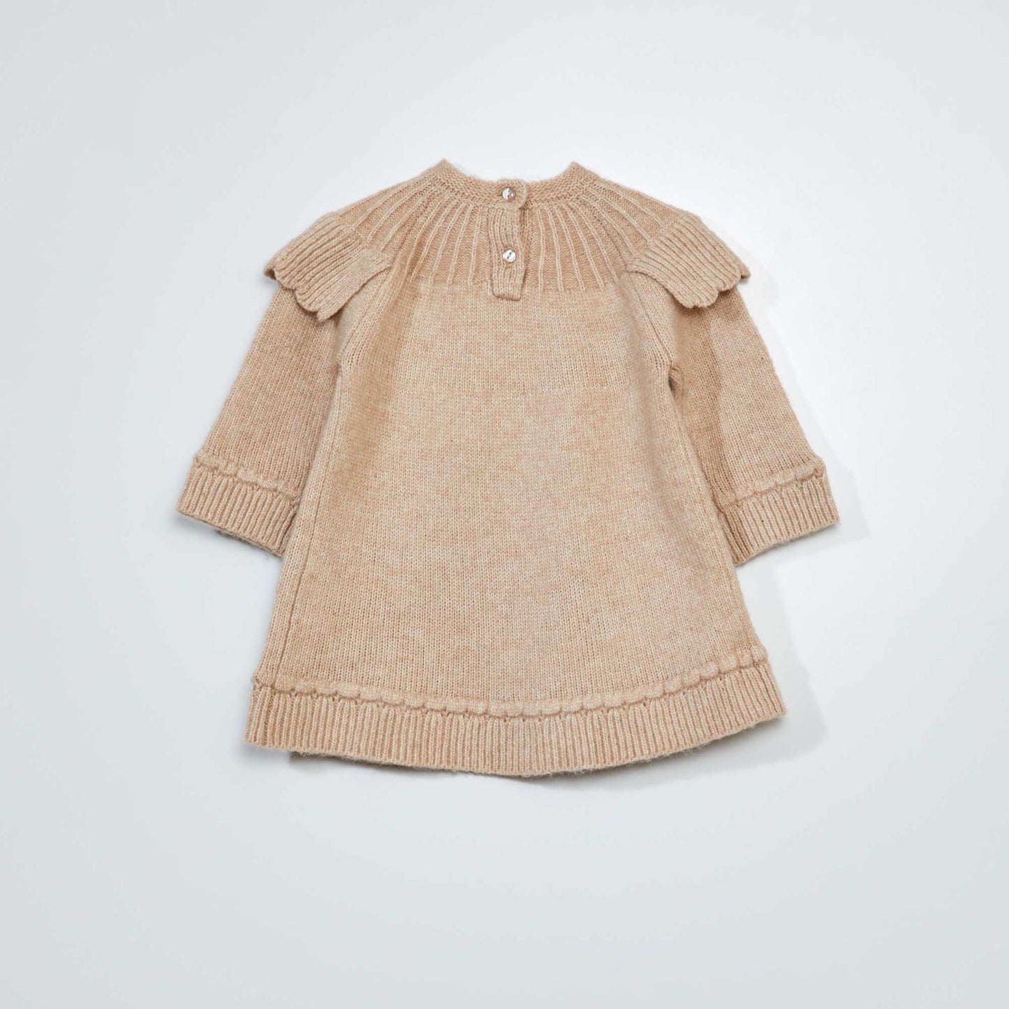 Robe en maille tricot avec col fantaisie Beige