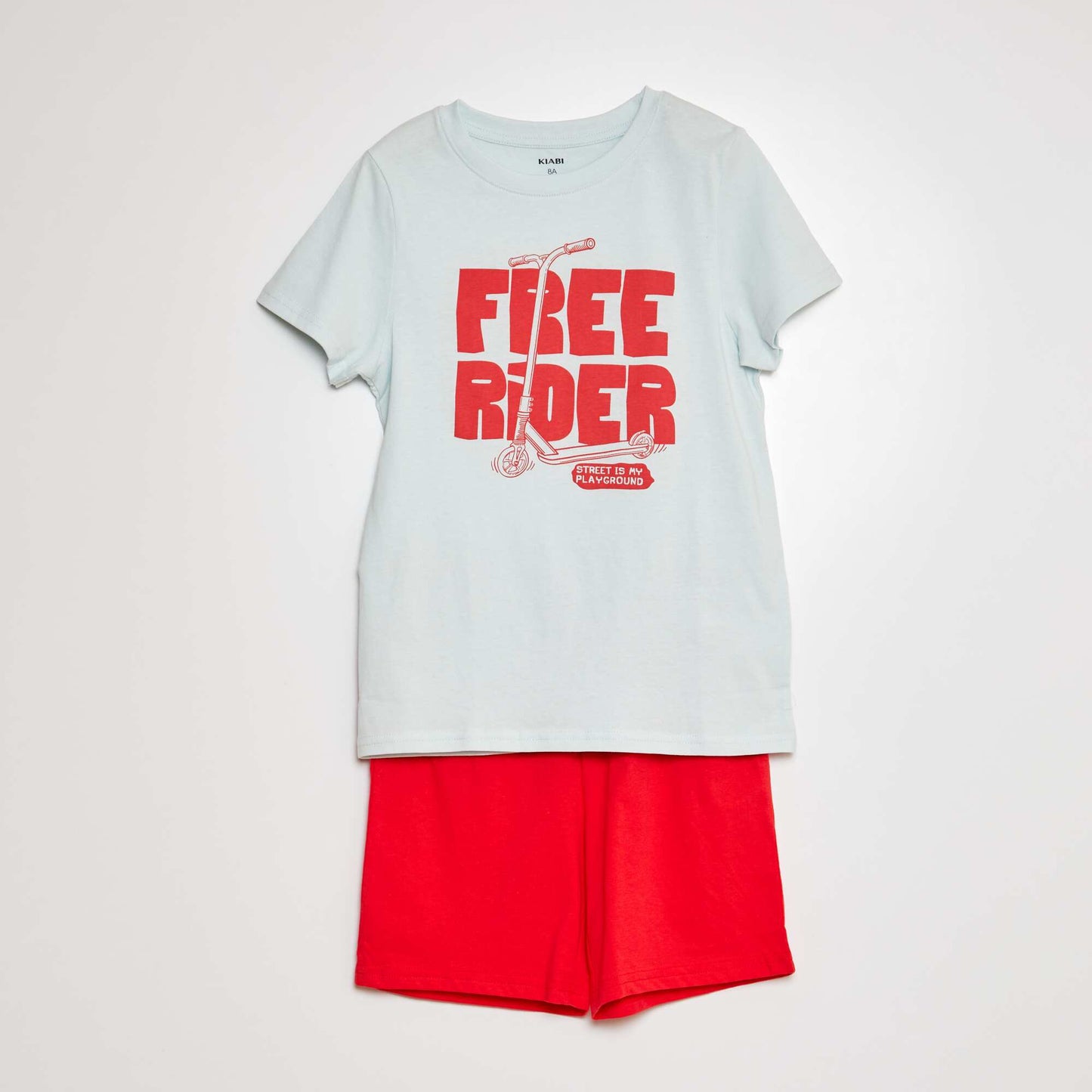 Pyjama court short + t-shirt - 2 pi ces Bleu