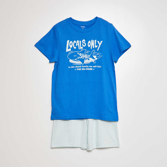 Pyjama court short + t-shirt - 2 pièces Bleu