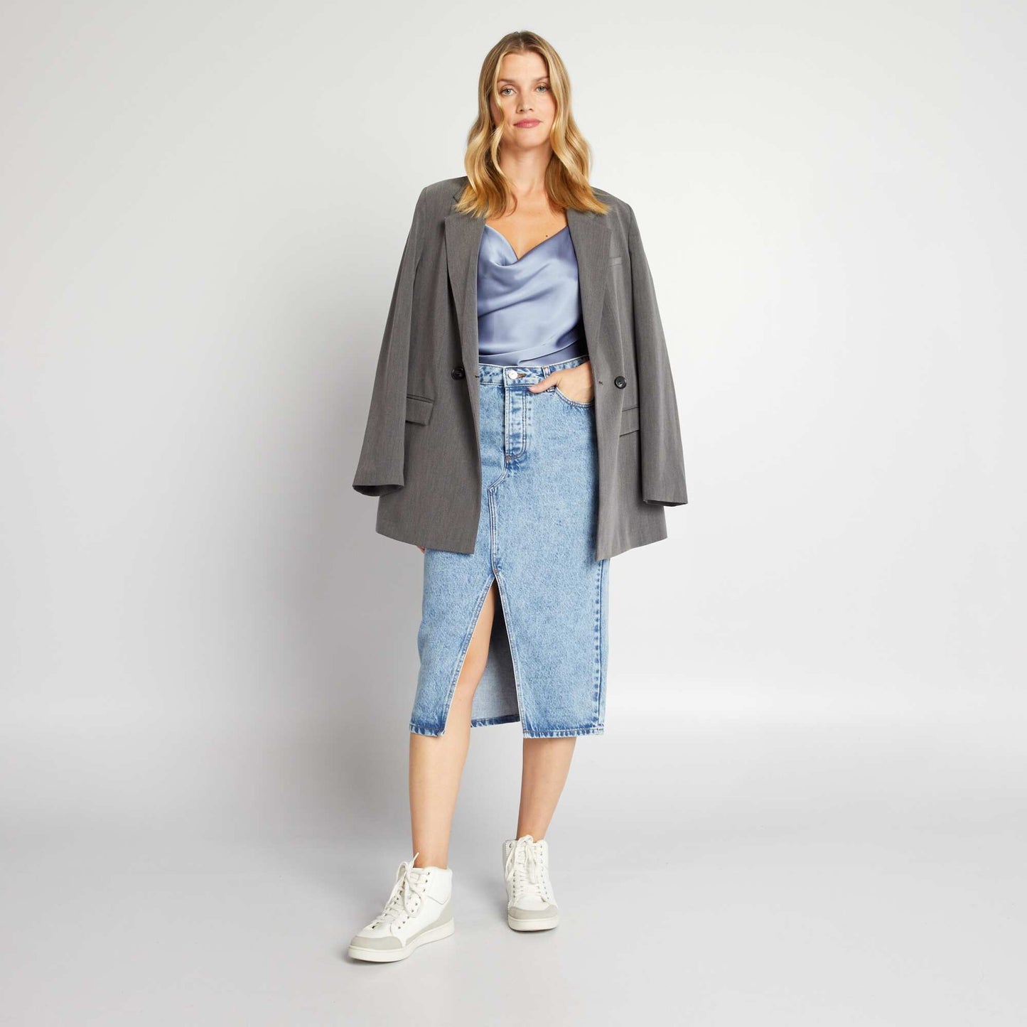 Top satin Bleu