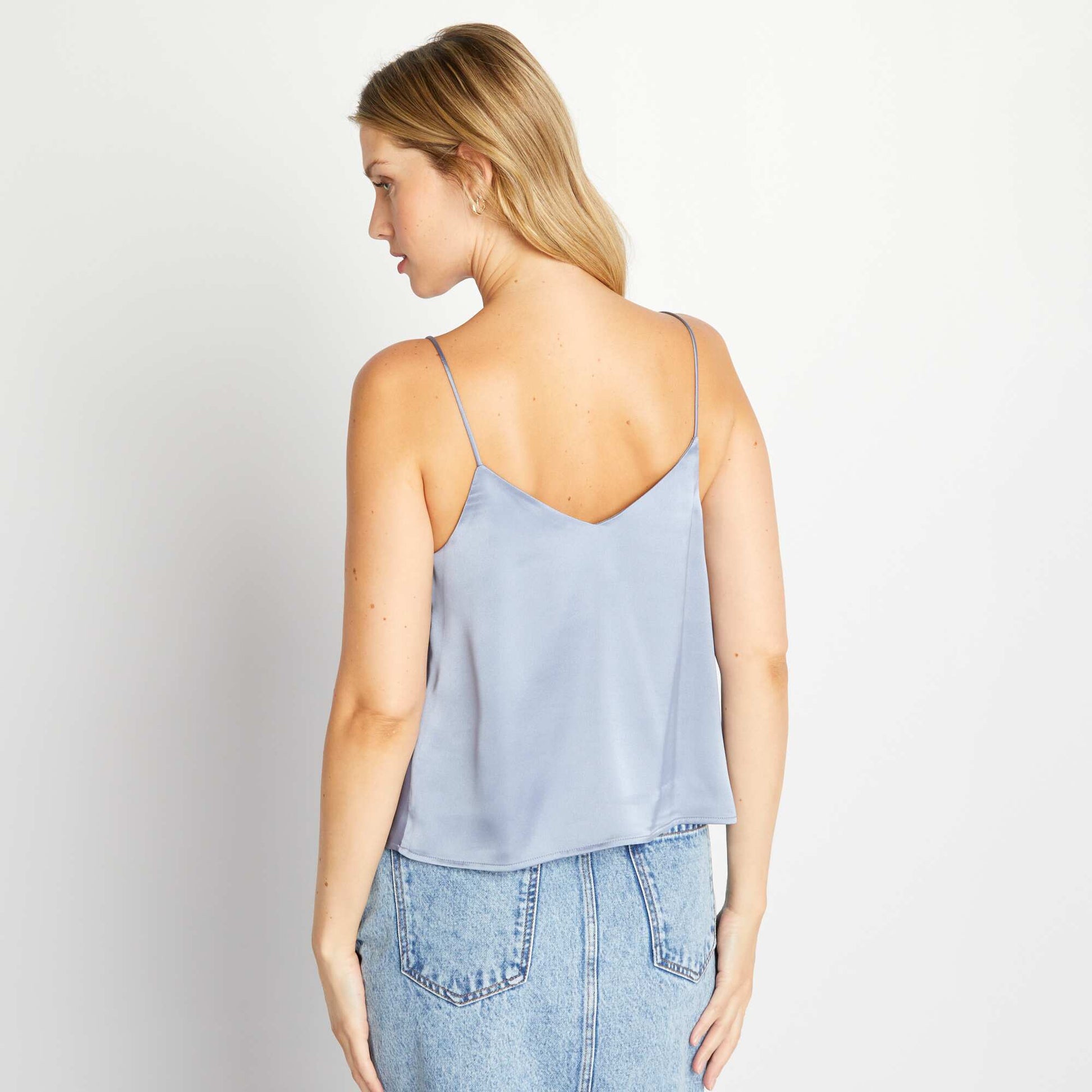 Top satin Bleu