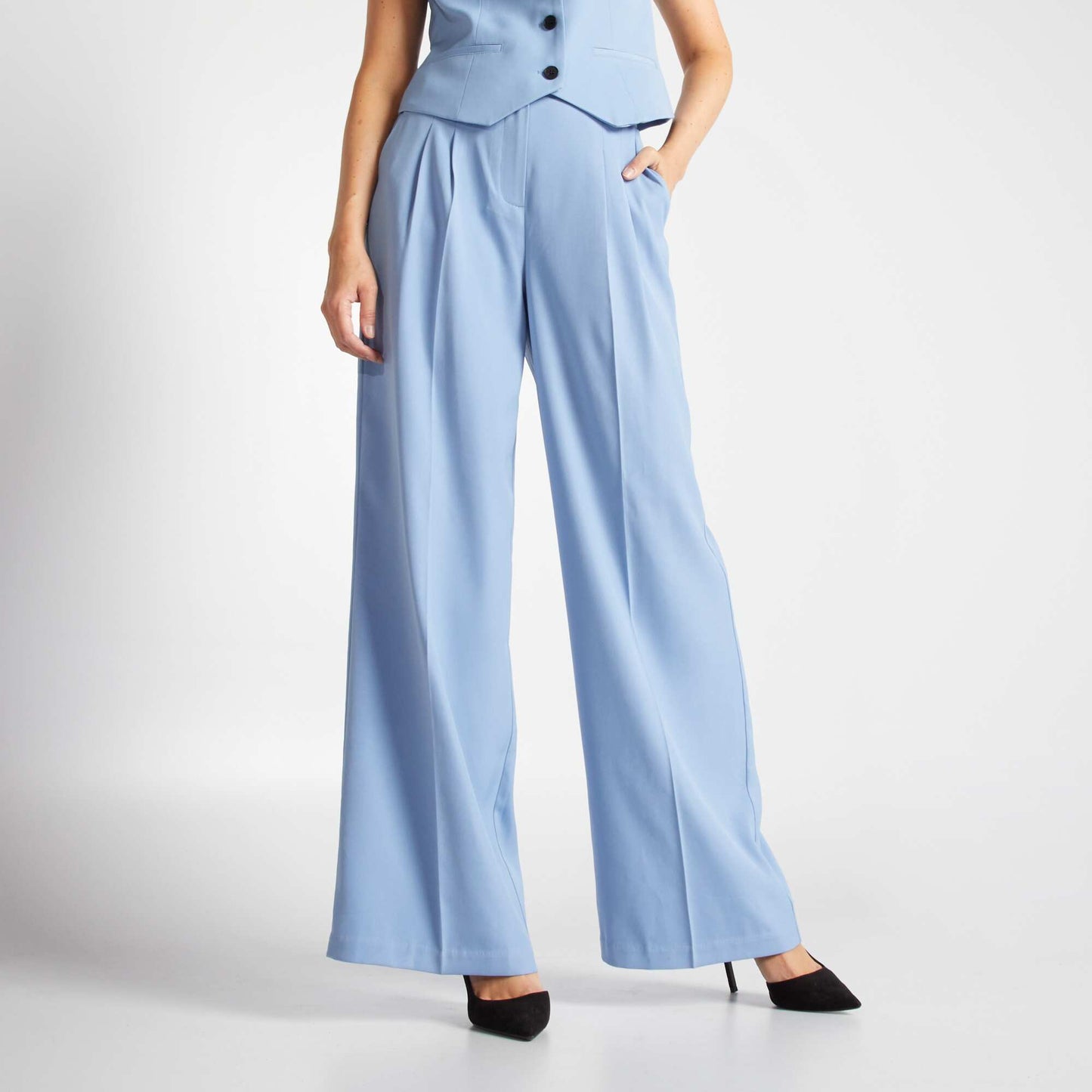 Pantalon wide leg Bleu