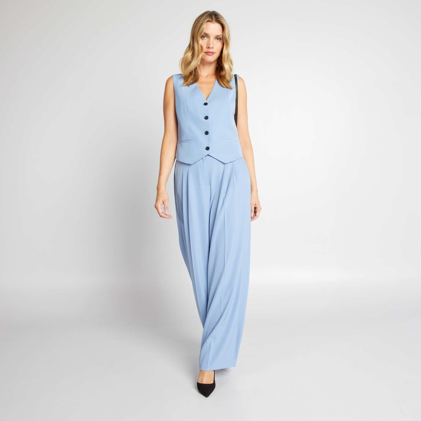 Pantalon wide leg Bleu