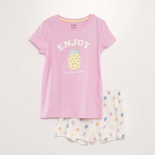 Ensemble de pyjama : T-shirt + short - 2 pi ces Rose bonbon