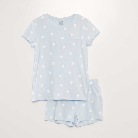 Ensemble de pyjama : T-shirt + short - 2 pi ces Bleu clair