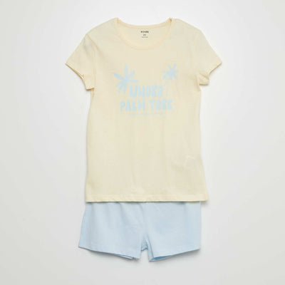 Ensemble pyjama court imprim - 2 pi ces Jaune/bleu