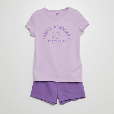 Ensemble pyjama court imprim - 2 pi ces Violet