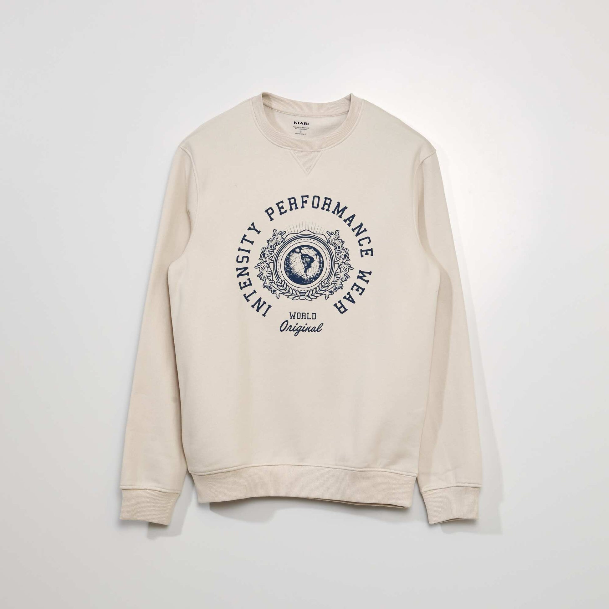 Sweat en molleton imprim Beige