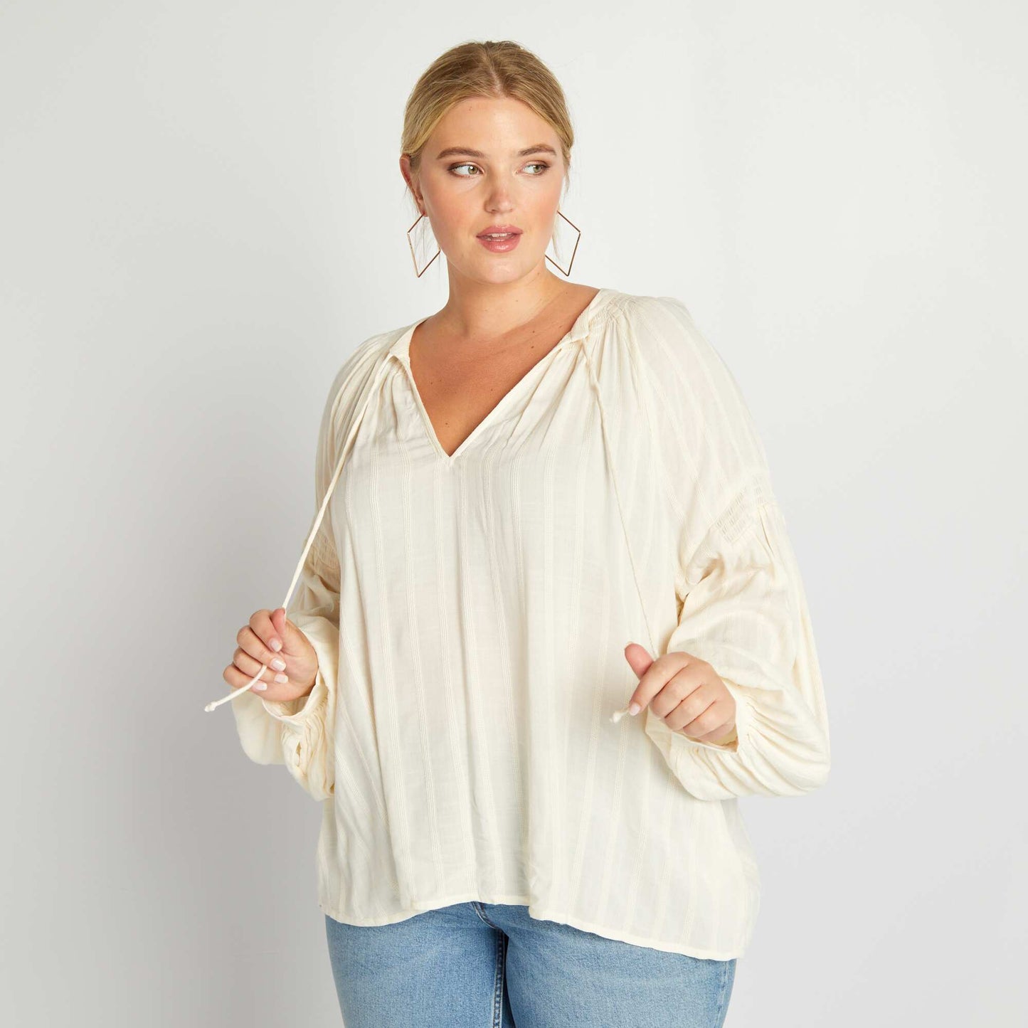 Blouse fluide encolure V Blanc