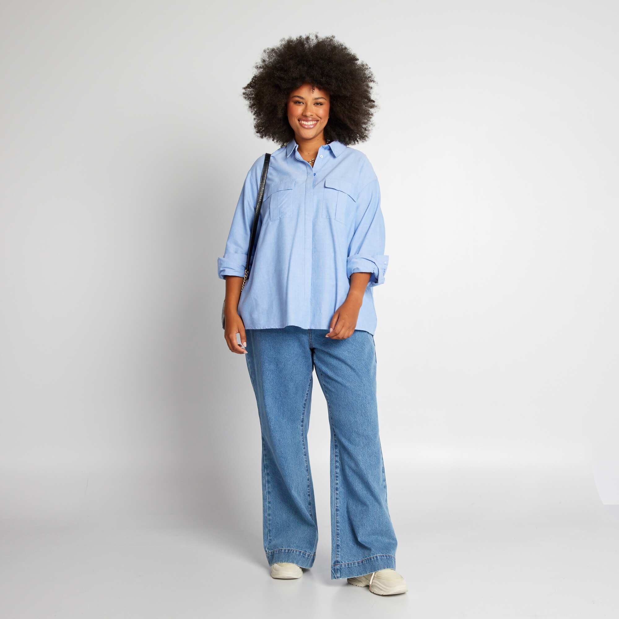 Chemisier Tunique 100% Soie IKKS - Taille 42 - Bleu Roi - Manches Longues - Occasion Très Bon état