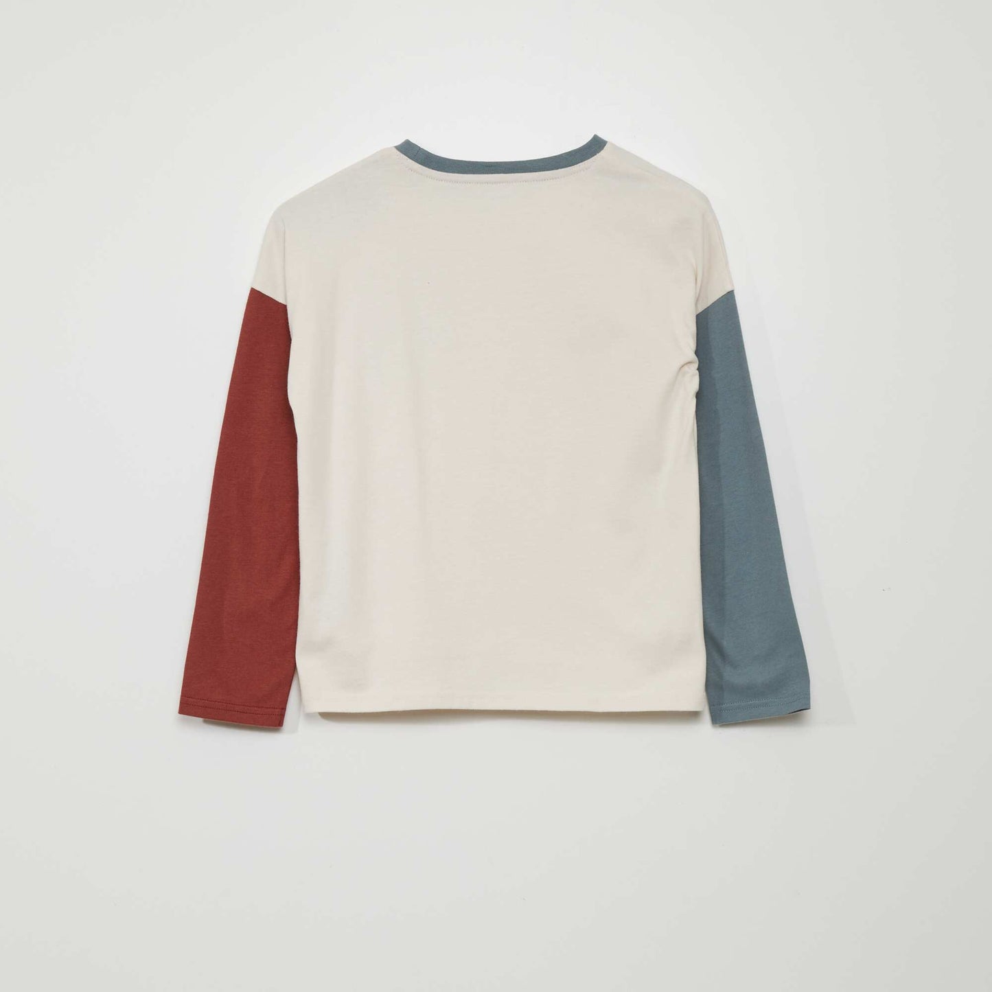 Tee-shirt manches longues tricolore Beige/bordeaux/bleu