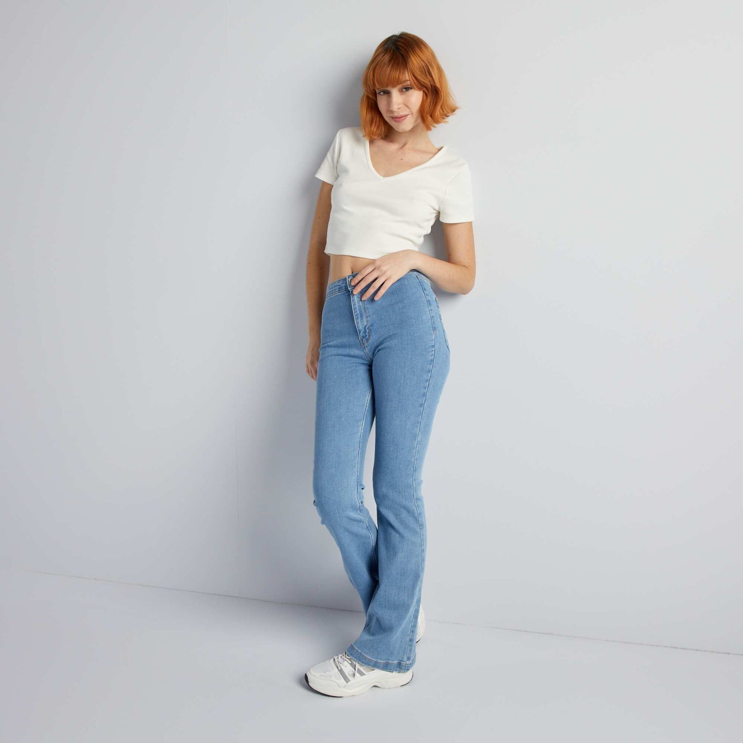 Jean stretch flare/bootcut à taille haute Bleu