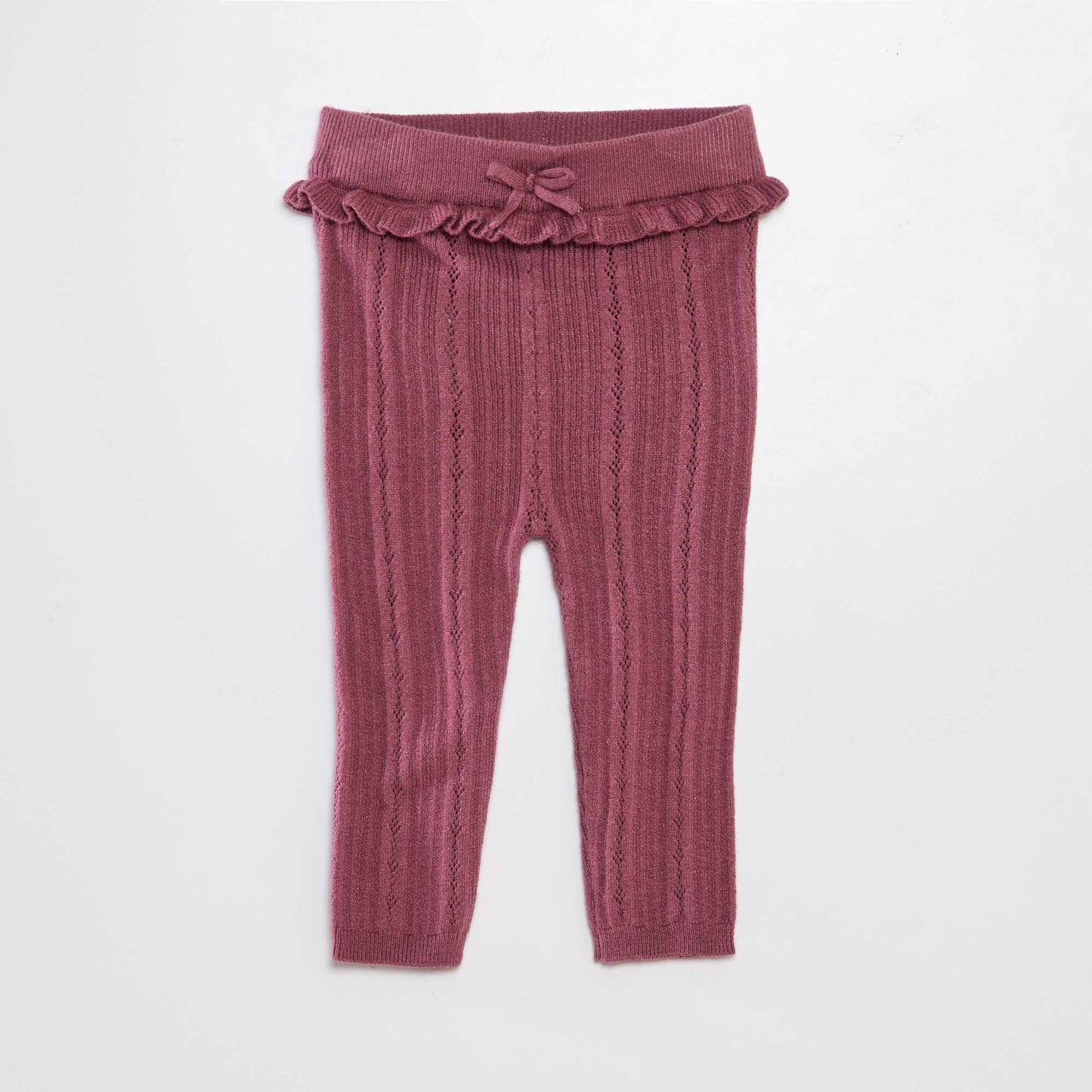 Legging tricot en maille ajour e + chaussettes Rose