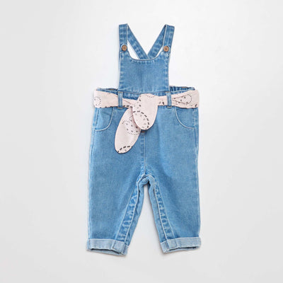 Salopette en denim avec ceinture en coton Denim