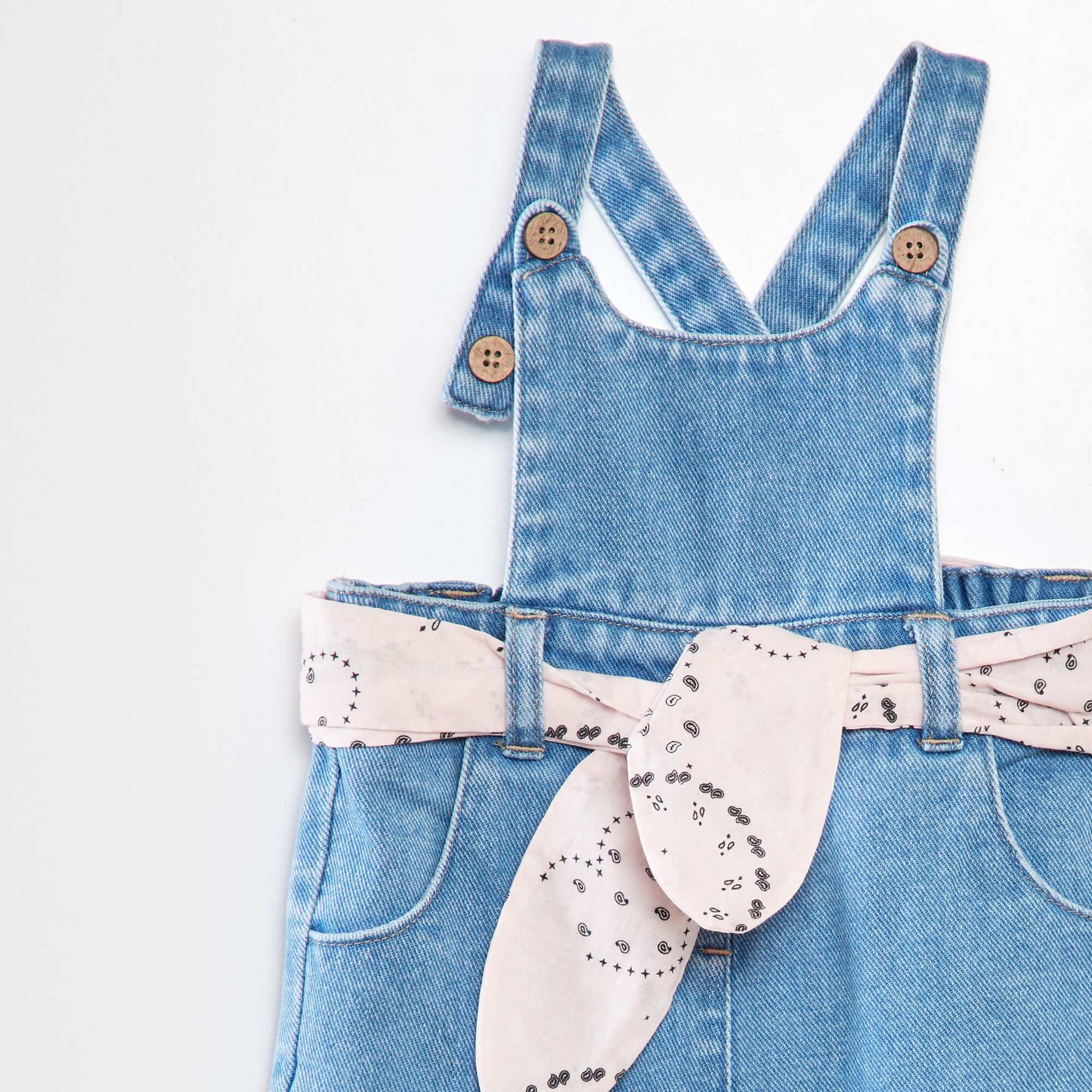 Salopette en denim avec ceinture en coton Denim