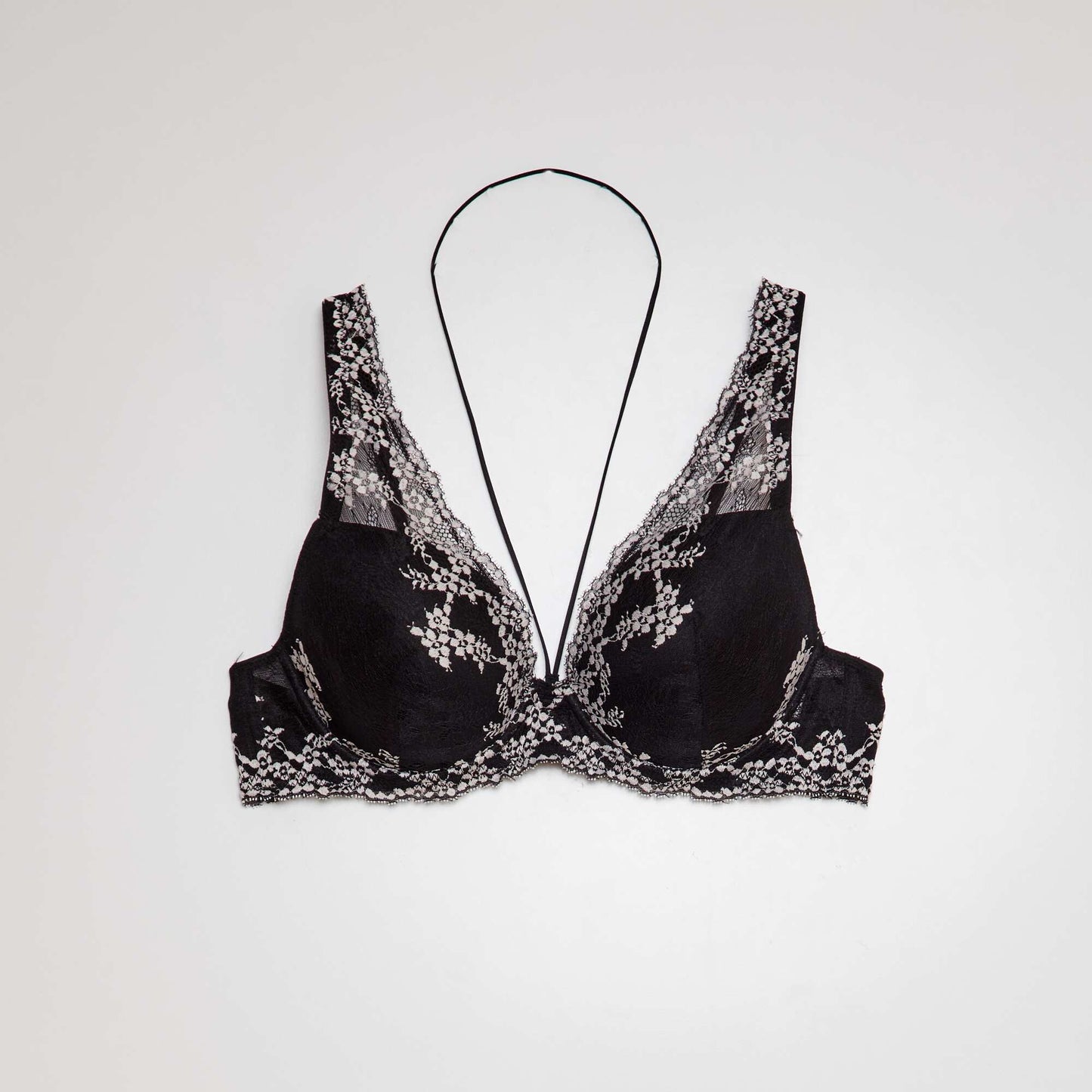 Soutien-gorge ampliforme en dentelle D&E Blanc/noir