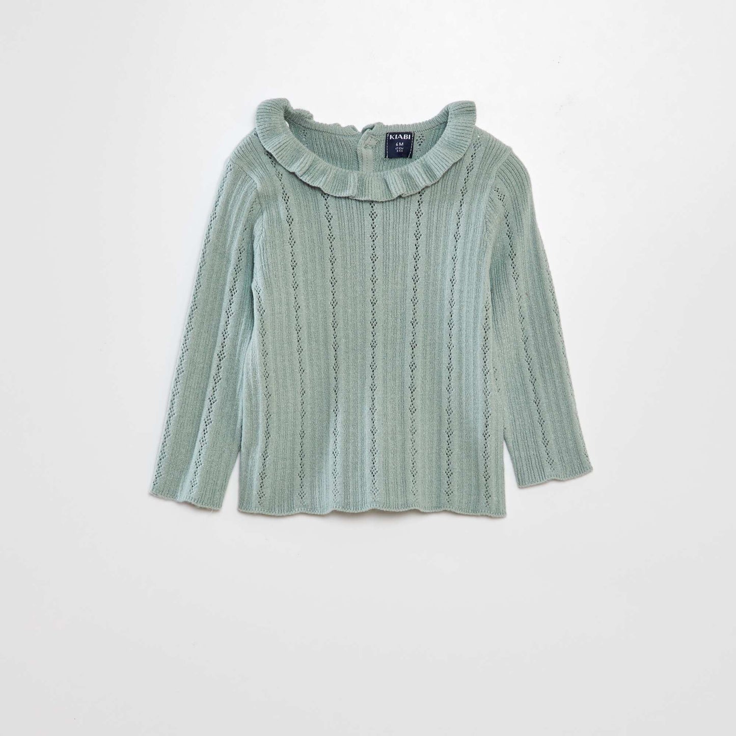 Pull en maille ajour e avec collerette Vert